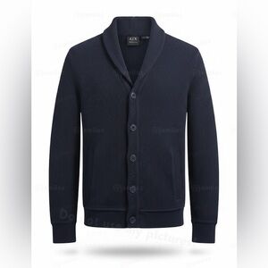 A|X Armani Exchange Navy Blue Shawl Collar Knit Cardigan Sweater Jacket XS
